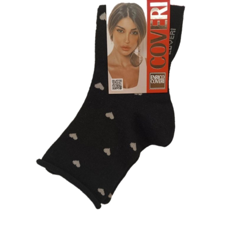 Γυναικεία κάλτσα Enrico Coveri ημίκοντη με σχέδια χωρίς λάστιχο | 7ASS μαύρο