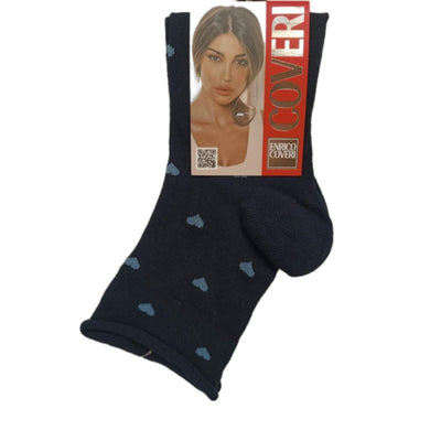 Γυναικεία κάλτσα Enrico Coveri ημίκοντη με σχέδια χωρίς λάστιχο | 7ASS μπλε σκούρο