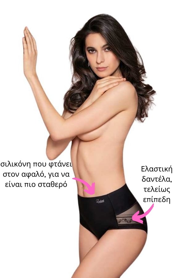 Λαστέξ κιλότα Leilieve μέτριας έντασης | C4665X μαύρο μπροστά πλάι