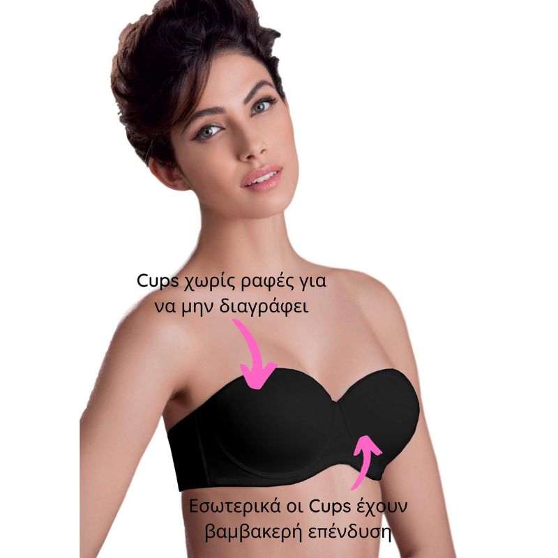 Σουτιέν strapless με επένδυση | Elegance 6004 Leilieve μαύρο